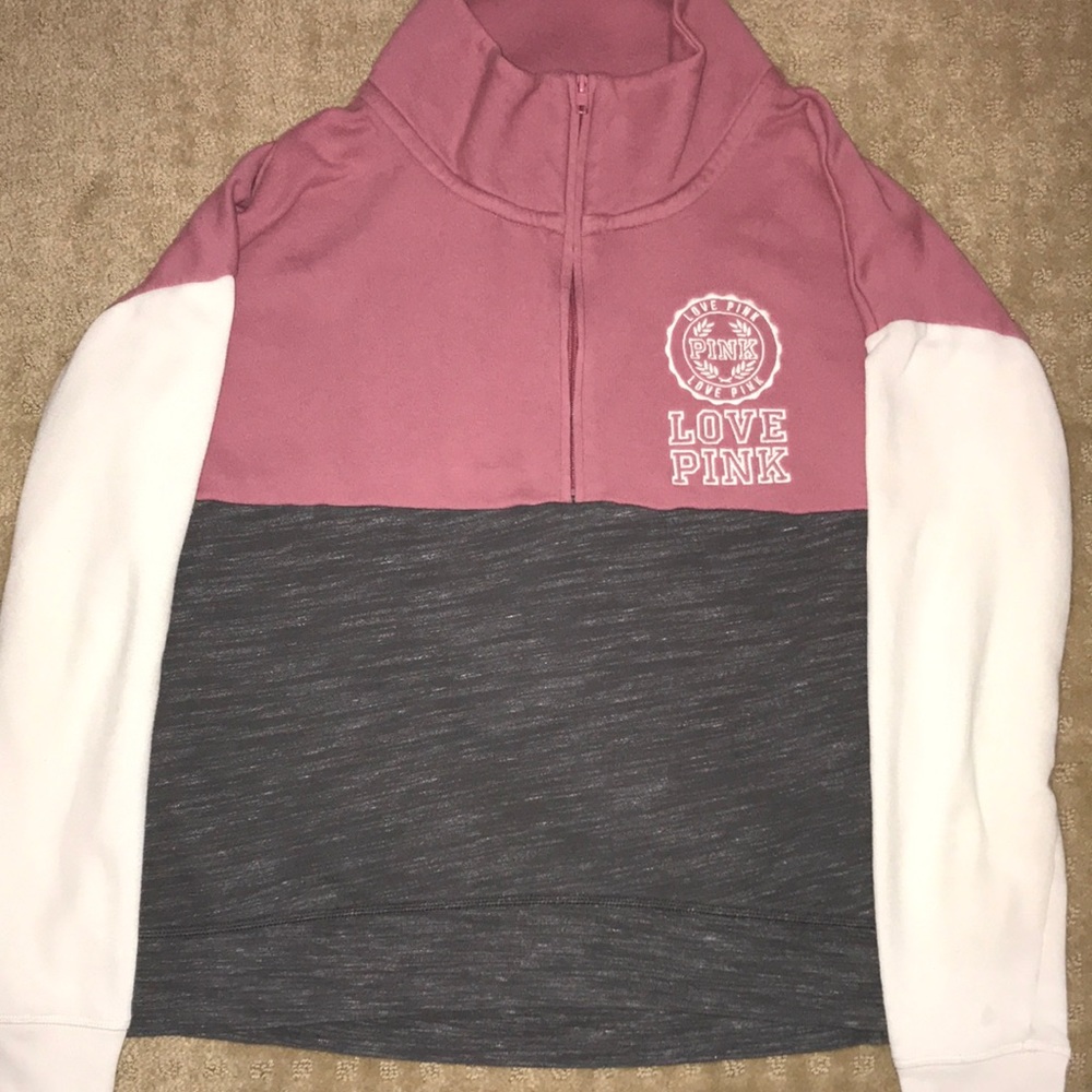 😍PINK QUARTER ZIP SWEATSHIRT